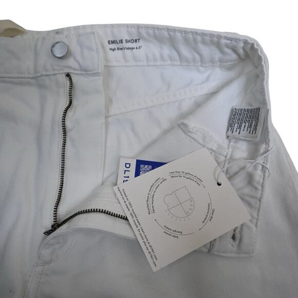 DL1961 Womens 28 Emilie Ripped High Waist Fray Hem Denim Shorts in White NEW - Picture 8 of 12